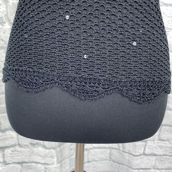 The limited hand knit scoopneck fitted tank w/sequins all black sz medium women - Picture 5 of 9